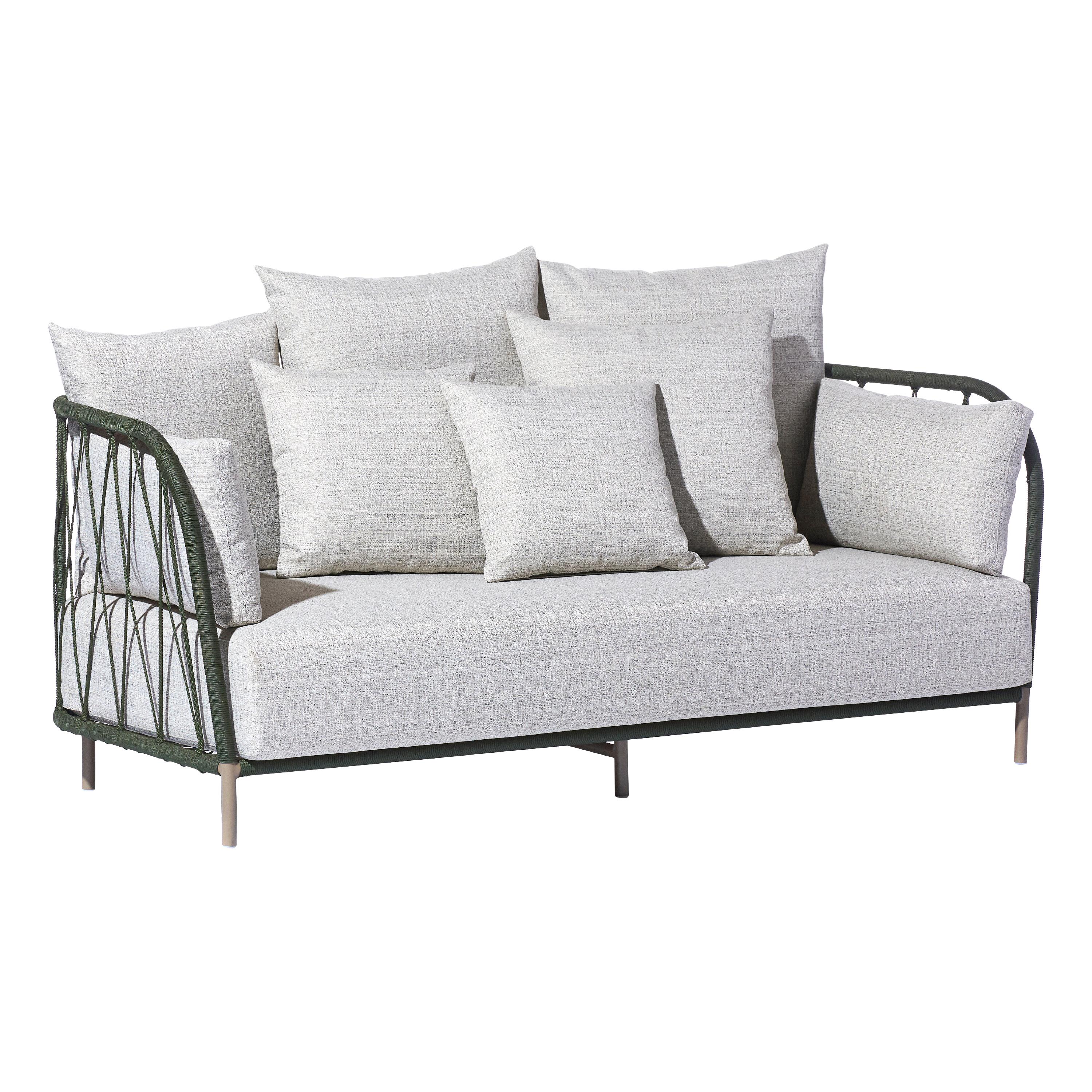 Contemporary Outdoor Sofa, Aluminum with Nautical Rope Pattern, Bask