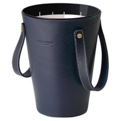 Basket Blue Navy Leather Candleholder Fresh Spices Saddle & Cedar Candle 123 Oz