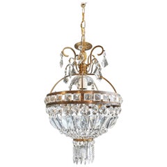 Basket Chandelier Brass Empire Crystal Lustre Ceiling Lamp Antique Art Nouveau