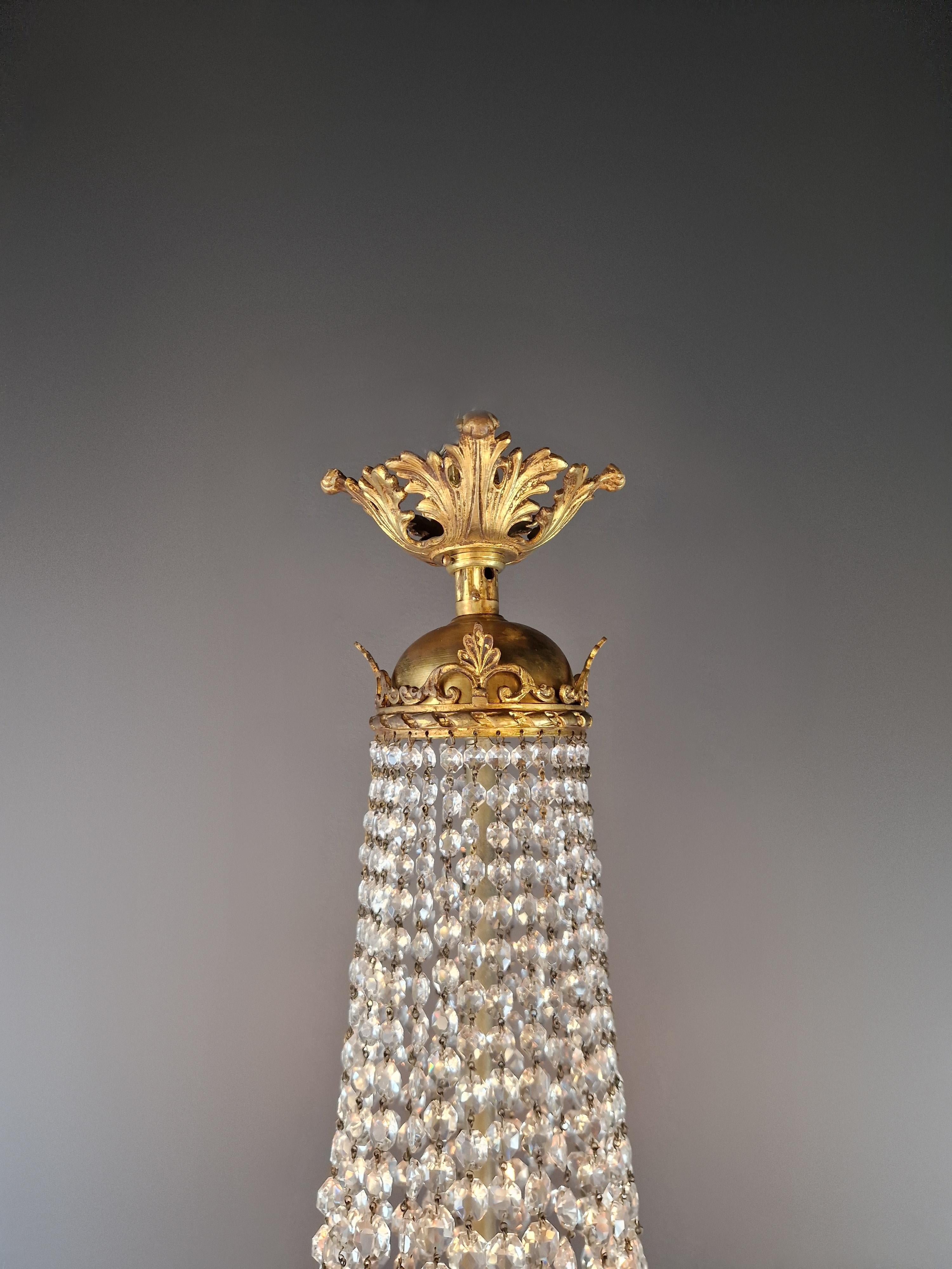 Lustre panier Empire à 8 bras en laiton lustré de style néo-renaissance ancienne en vente 5