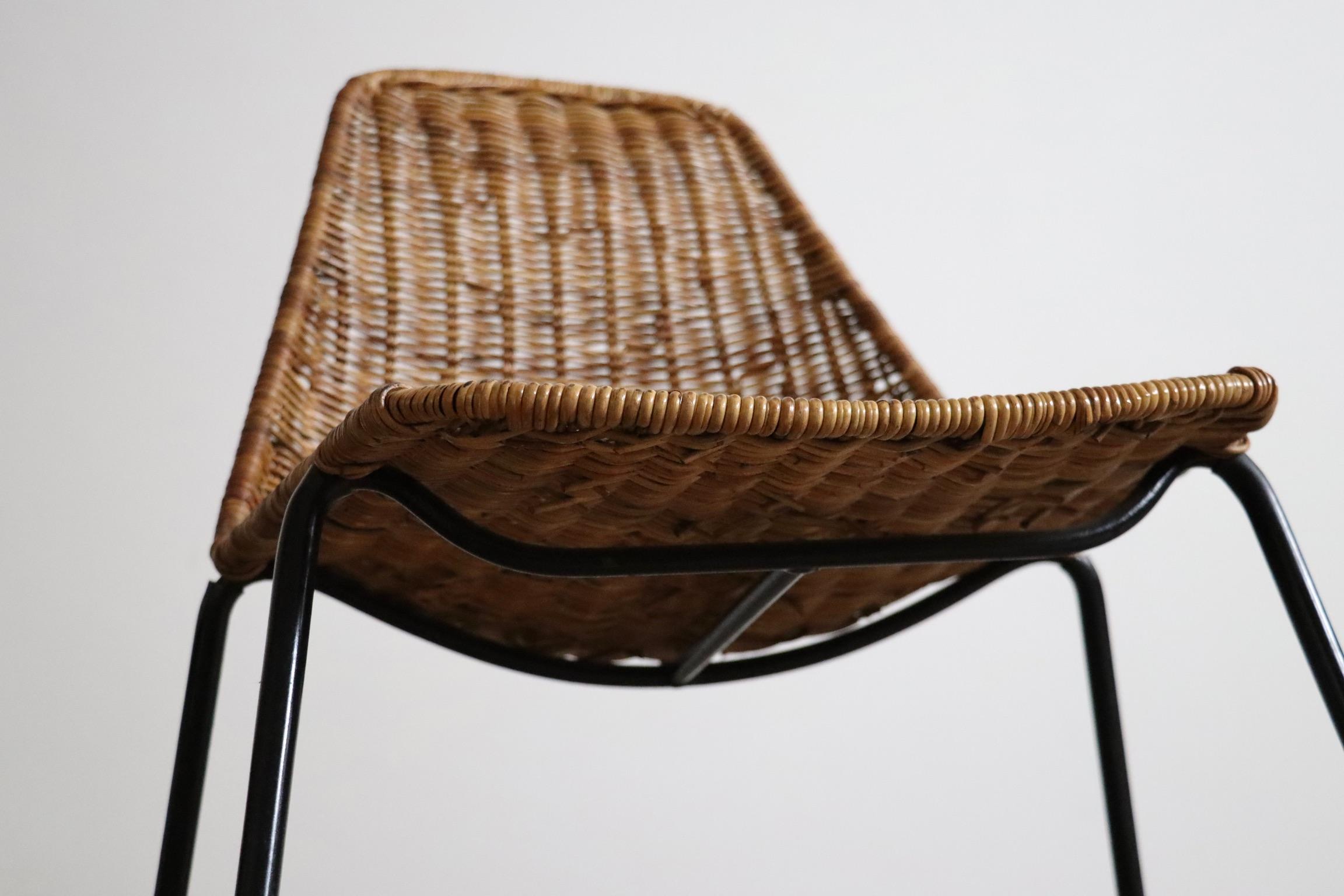 Metà XX secolo Sedie da pranzo a cesto in rattan di Gian Franco Legler anni '50, set di 10 in vendita