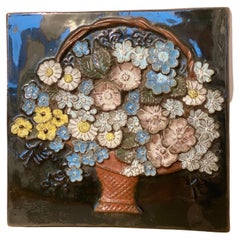 Vintage Basket Flowers Tile Wall Mounted Designed by Aimo Nietosvuori for JIE Gantofta