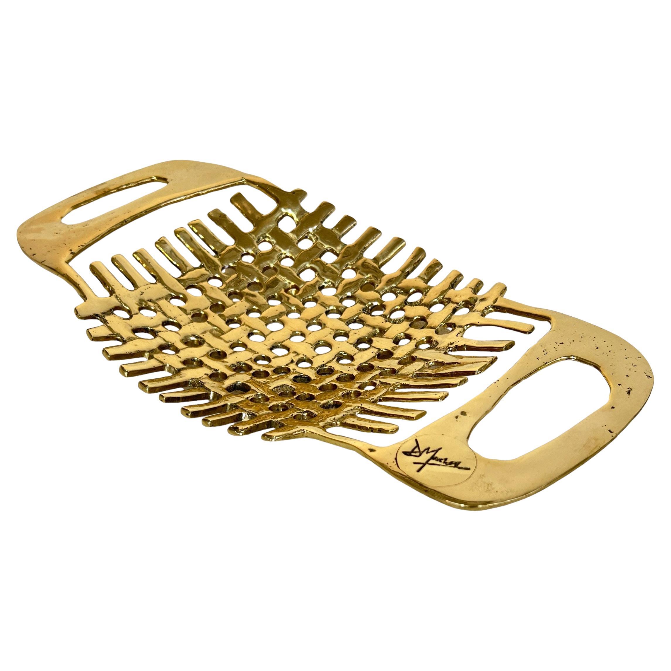 Basket Fruit Tray Cast Brass Gold A008 Handmade in Spain For Sale