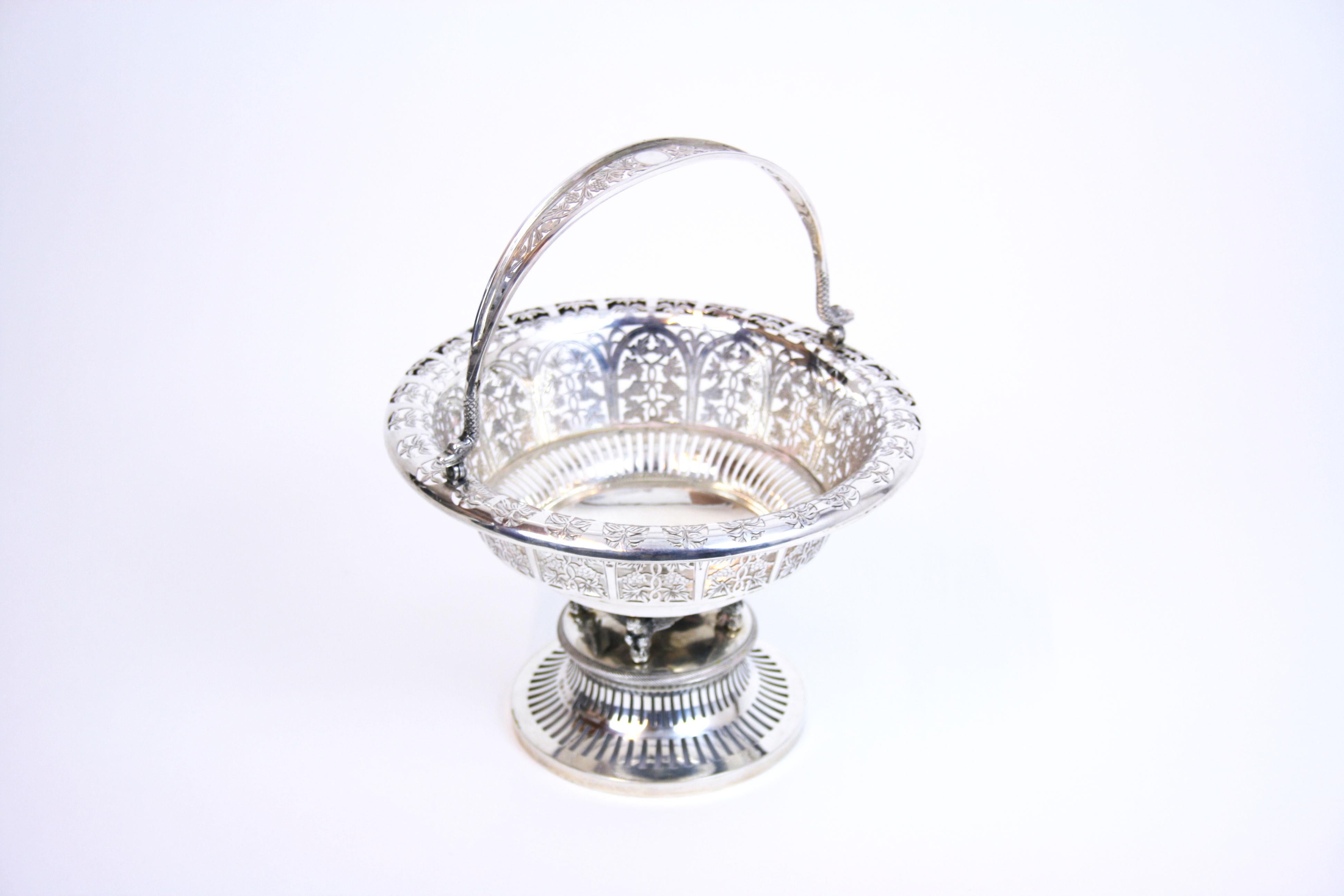 Basket Handle Precious Metal Silver Hallmark Design Schwarz & Steiner Vienna For Sale 4