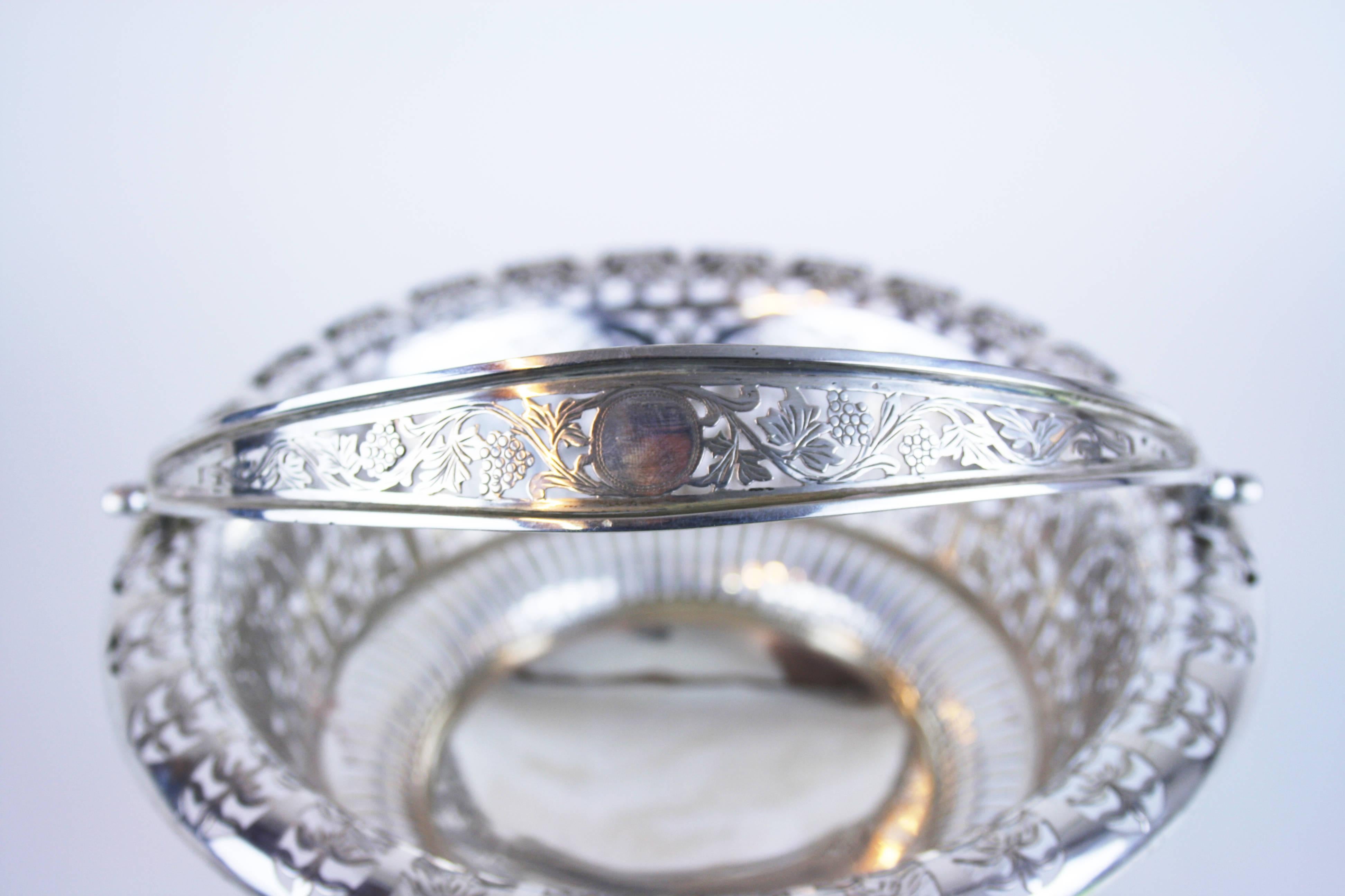 Basket Handle Precious Metal Silver Hallmark Design Schwarz & Steiner Vienna For Sale 1