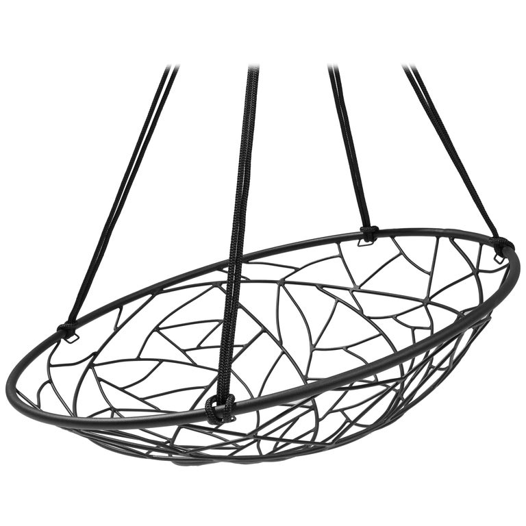 Basket Hanging Swing Chair Modern Steel 21st Century Twig In/Outdoor