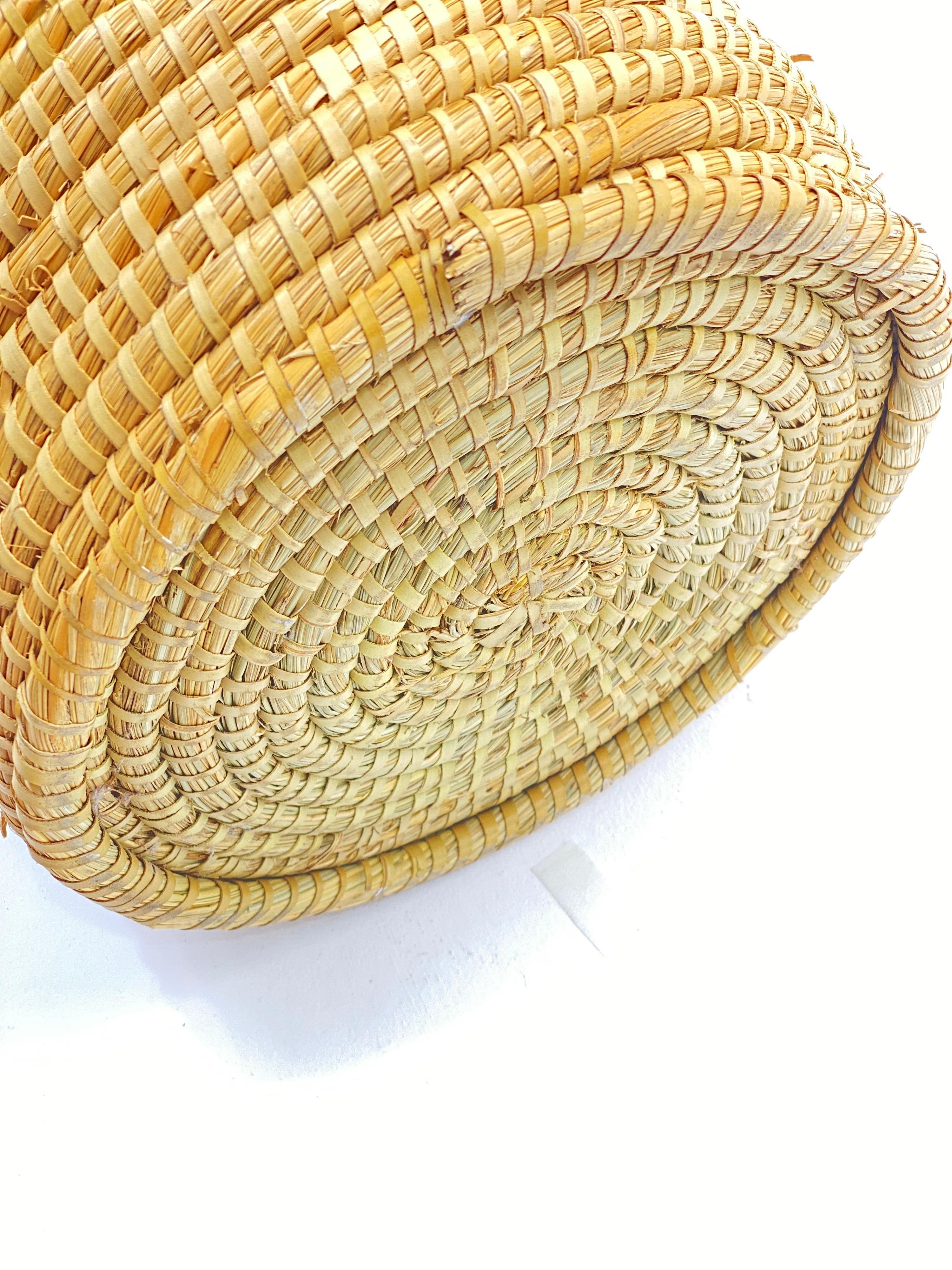 Italian  Basket in Rattan, Cooper and Brass, Italy, 1970 For Sale