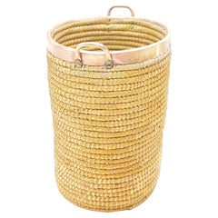 Cestino in rattan, bottaio e ottone, Italia, 1970