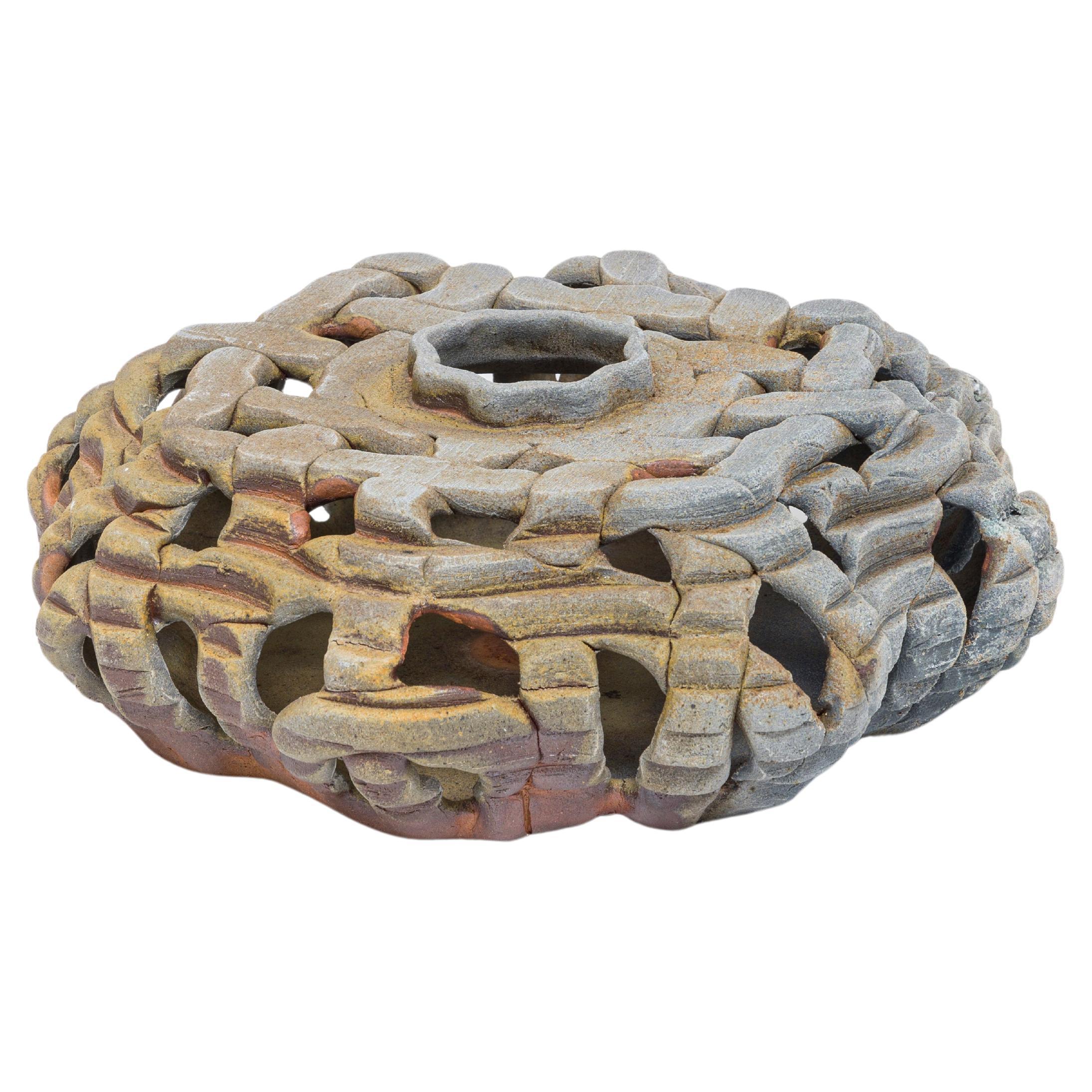 Basket-Like Ceramic Vessel by Ellen Pong For Sale