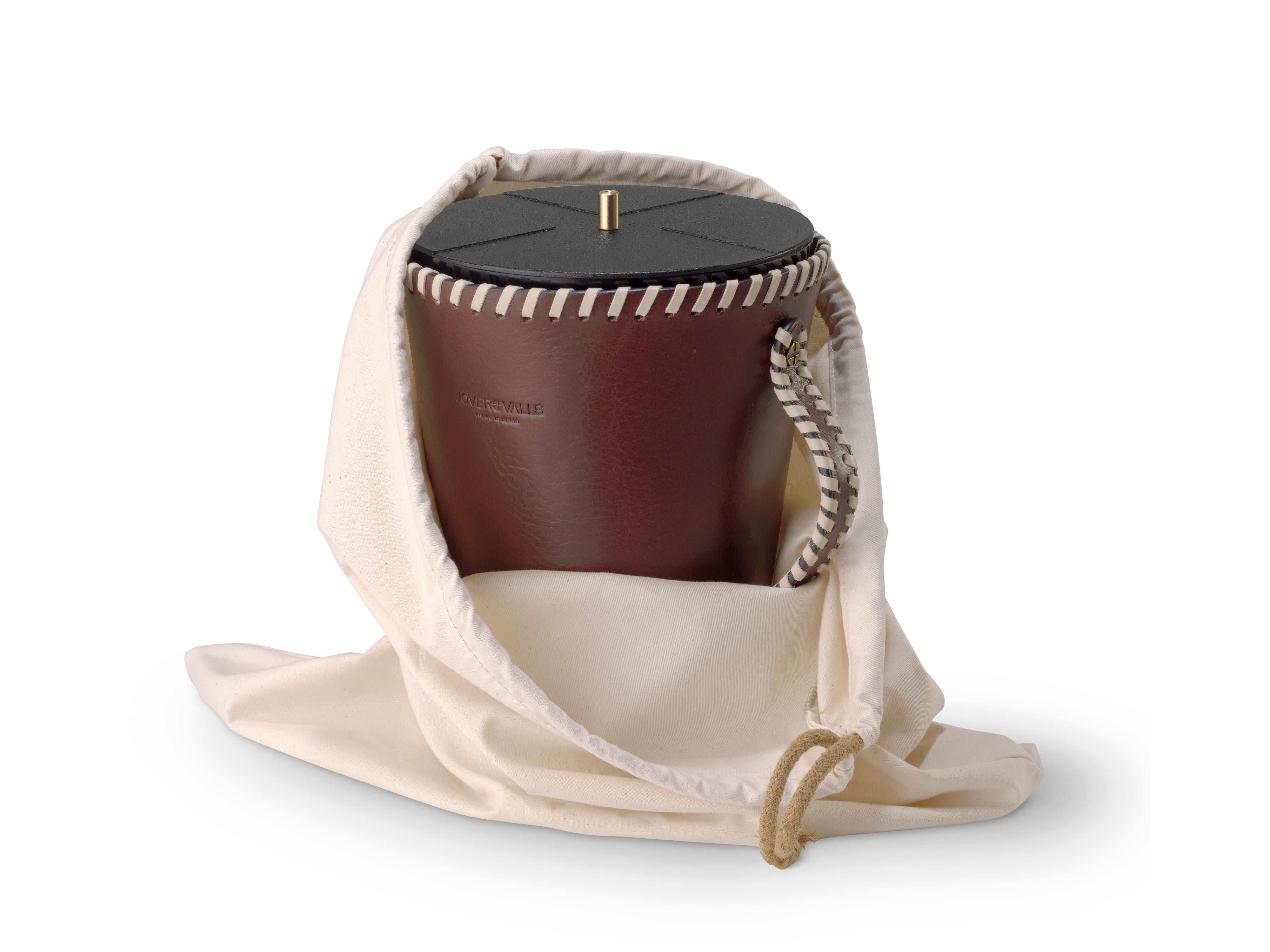 Vegetable Dyed Basket, Navy Blue Leather Candleholder, Sweet Cinnamon Scented Candle 123 Oz For Sale
