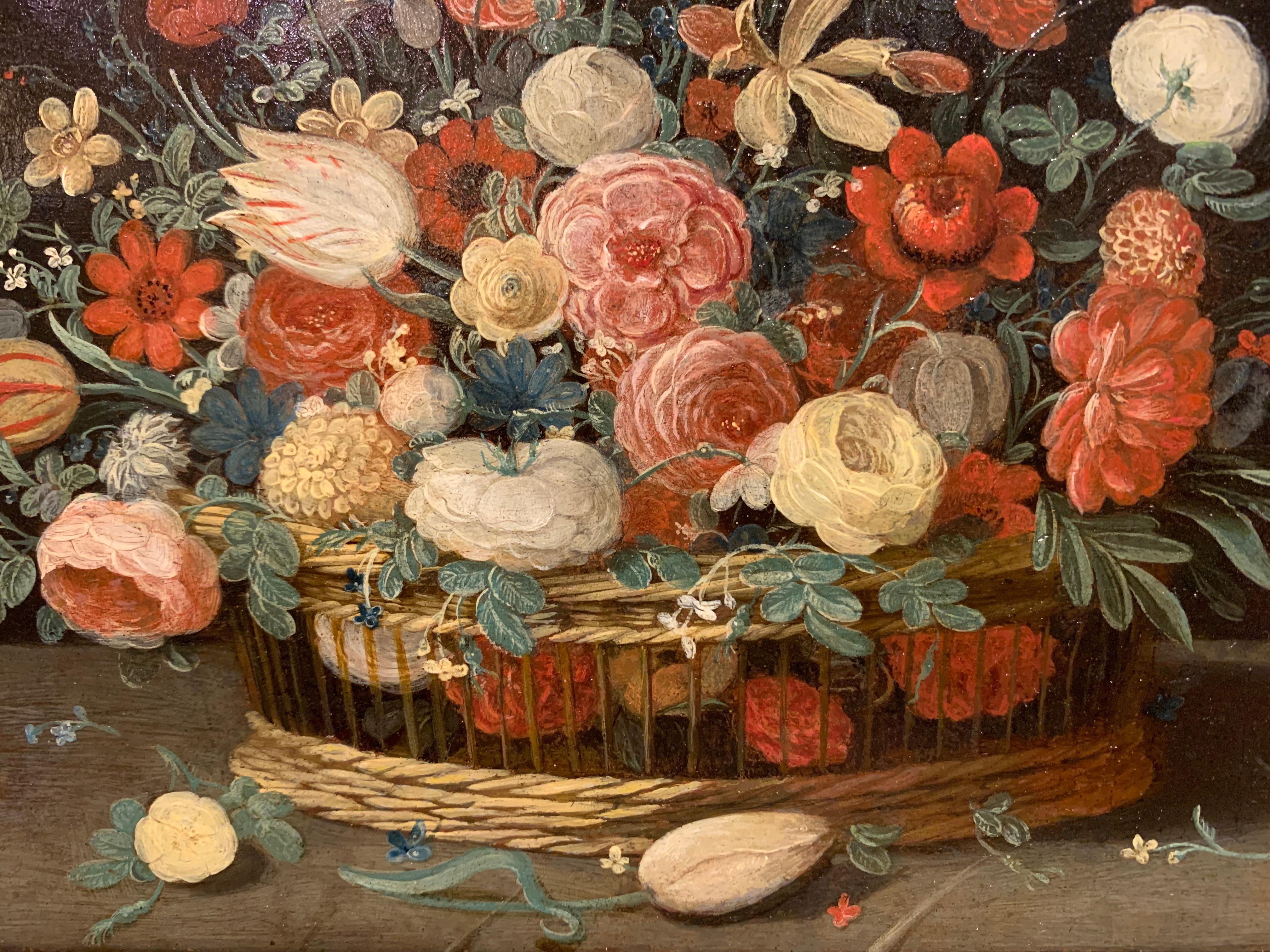 Louis XIV Basket of flowers - Jan Van KESSEL the Younger (1654-1708) For Sale