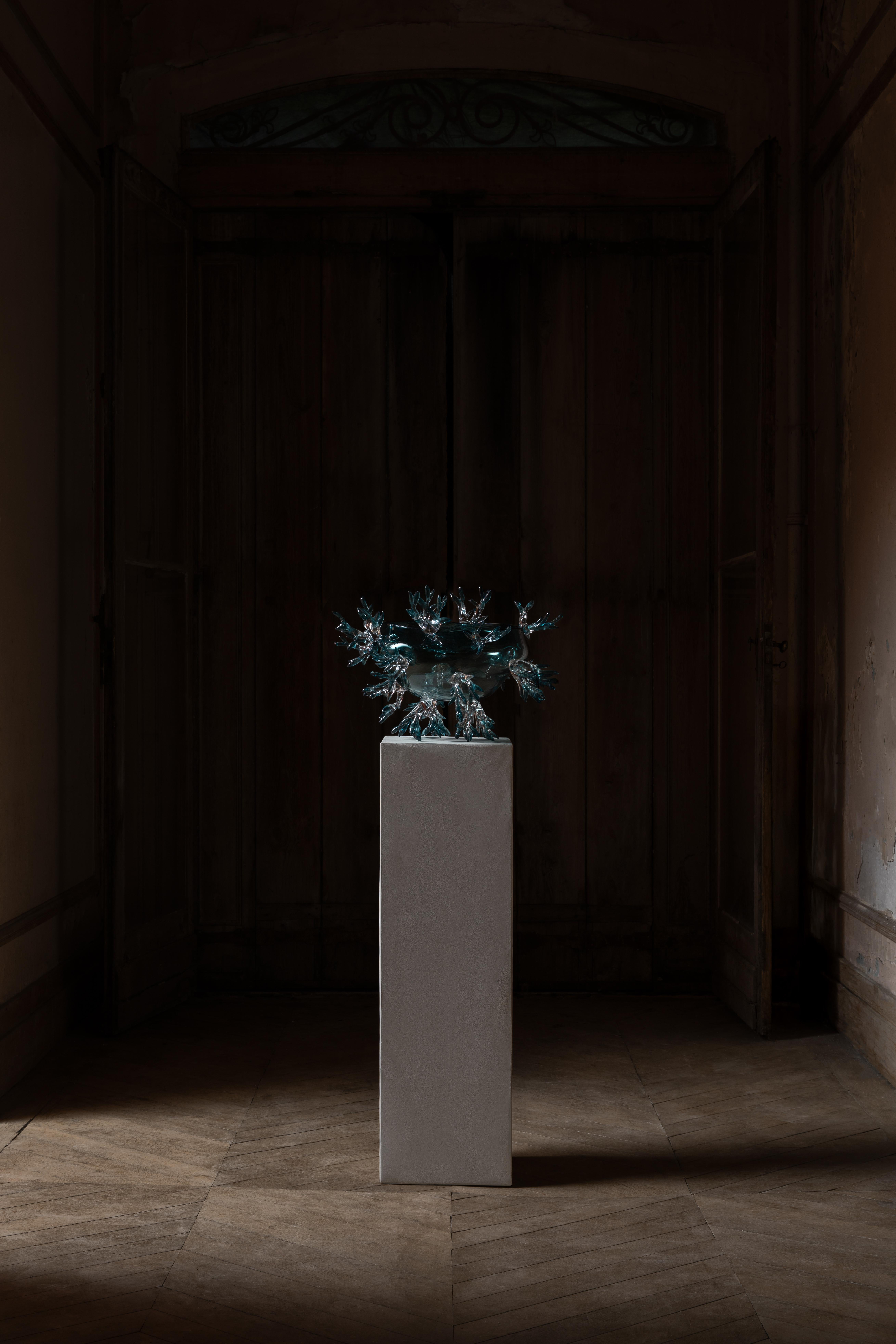 Vetro soffiato Vaso Greene & Greene a forma di cesto di Emilie Lemardeley in vendita
