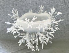 Basket Shape White Vase by Emilie Lemardeley