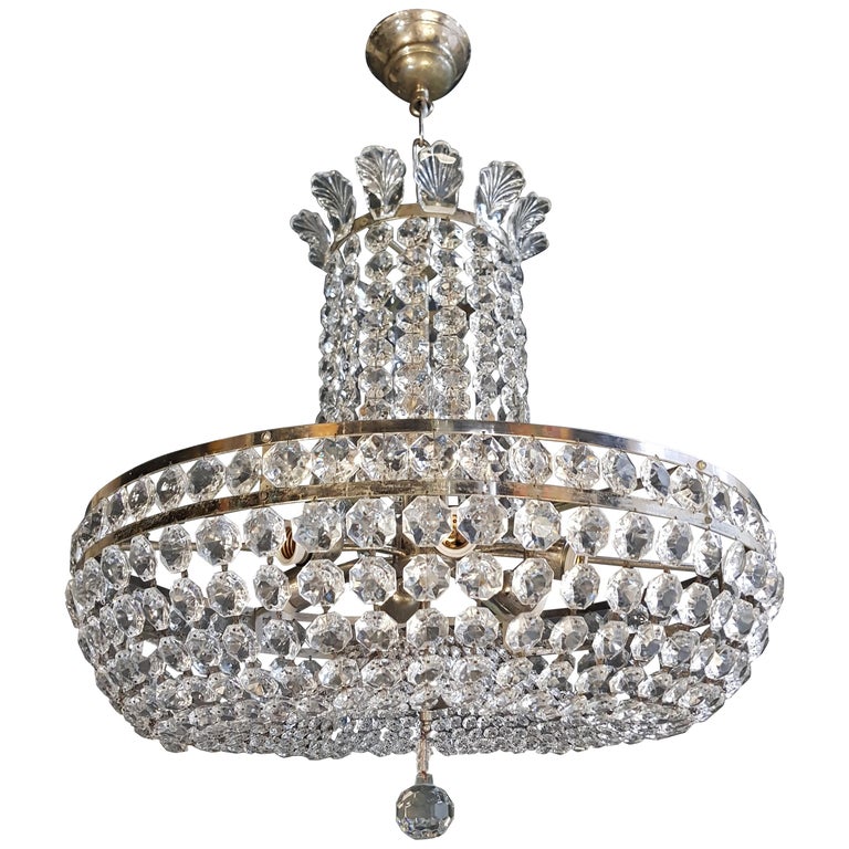 Basket Silver Modern Art Deco Chandelier Crystal Re Ceiling Lamp Basket Silver Modern Art Deco Chandelier Crystal Re Ceiling Lamp Antique For At 1stdibs