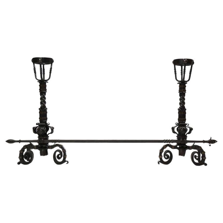 Basket-Topped Andirons For Sale