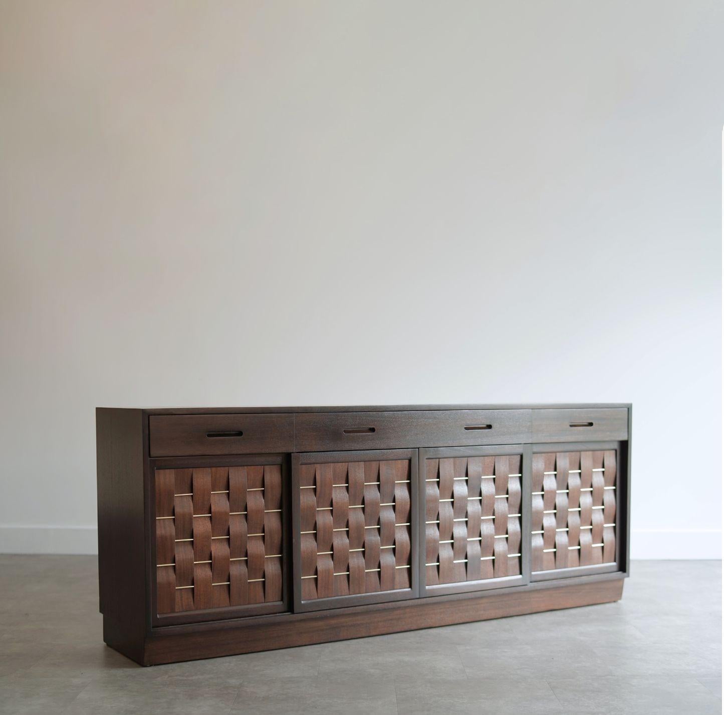 20th Century Basket Weave Credenza by Edward Wormley in Mahogany, C. 1960s For Sale
