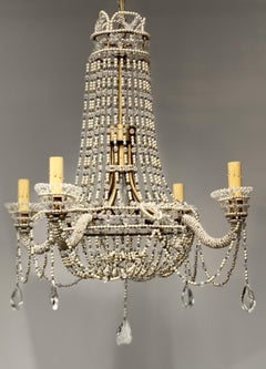 Basket Weave French Crystal Pearl Beaded Chandelier