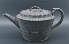 Basket-Weave Teapot in Black Basalt, Wedgwood C1790