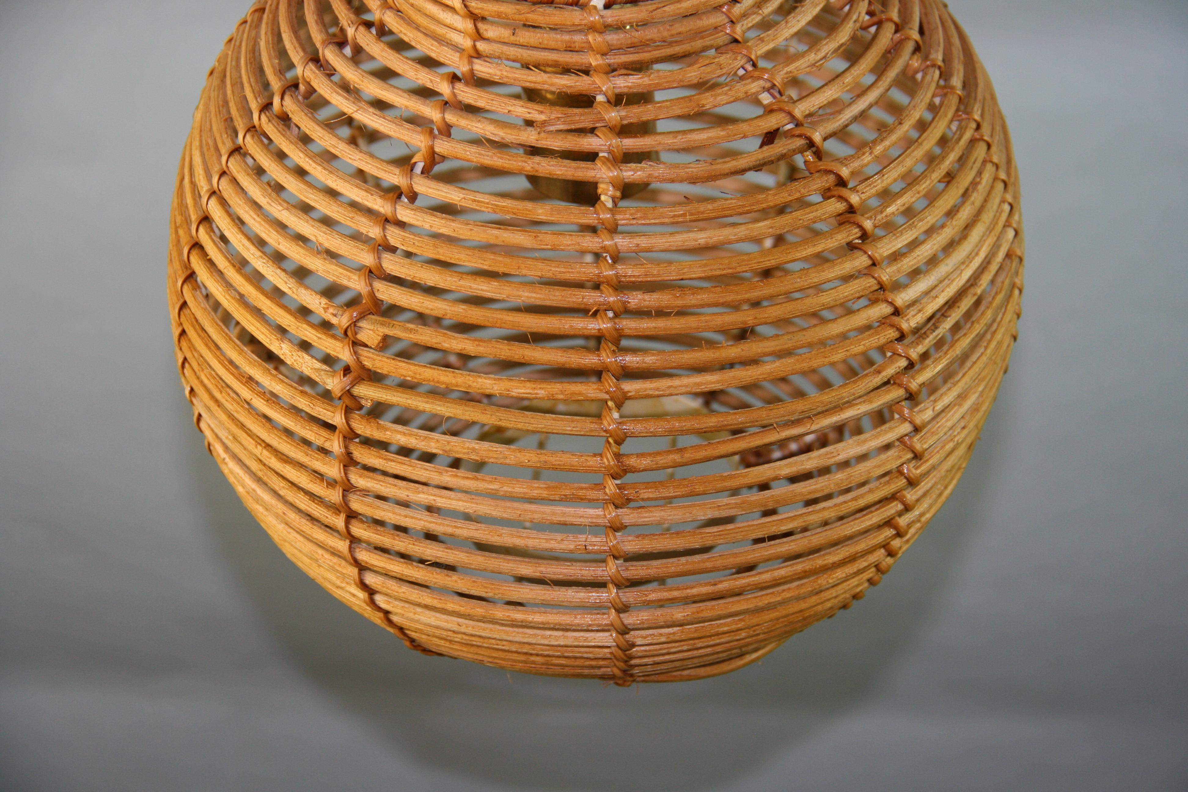 Scandinavian Rope and  Wicker Pendant Light For Sale 6