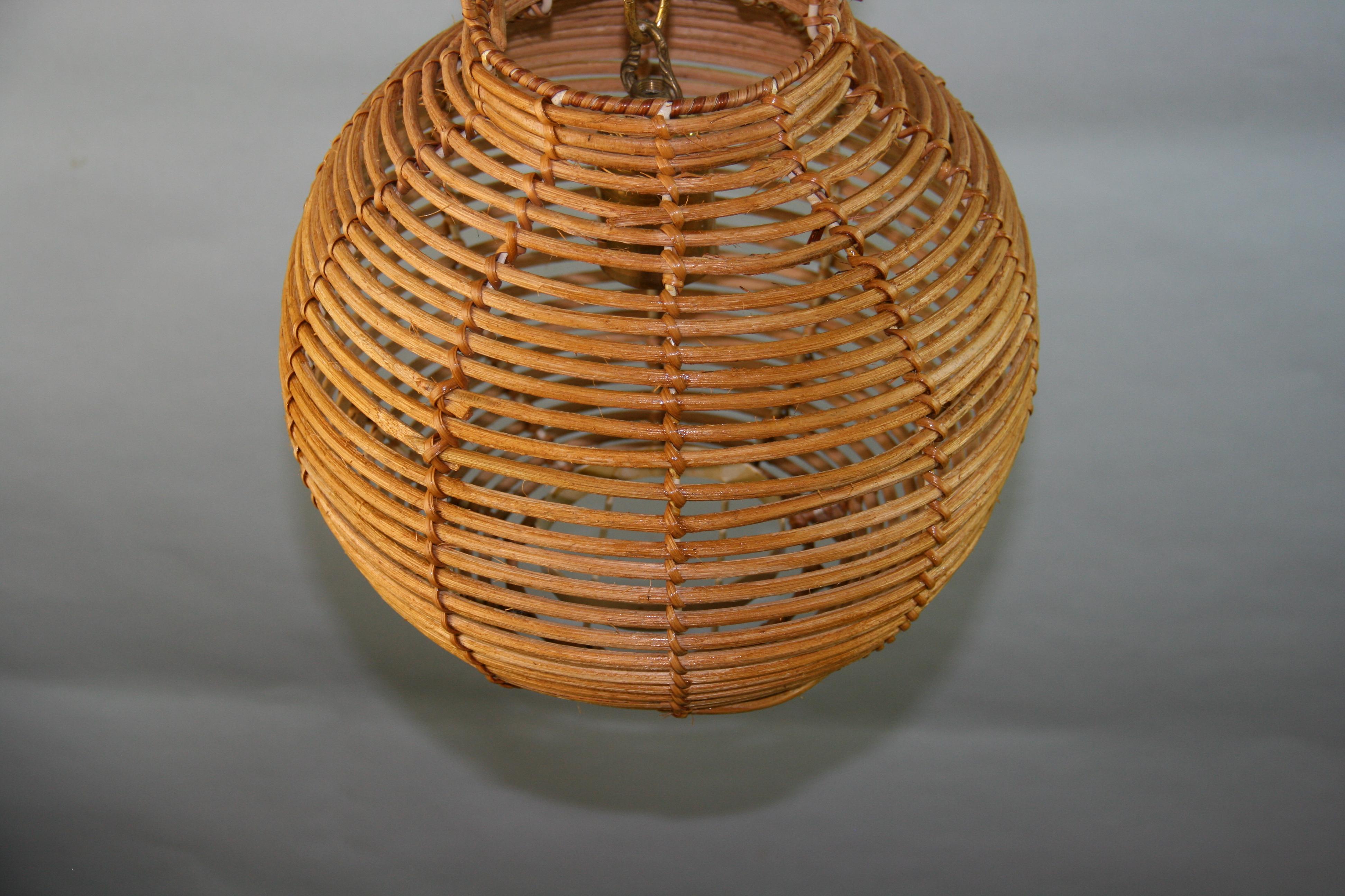 Scandinavian Rope and  Wicker Pendant Light For Sale 8