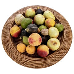 Vintage Basket with Collection of Stone Fruits and Nuts