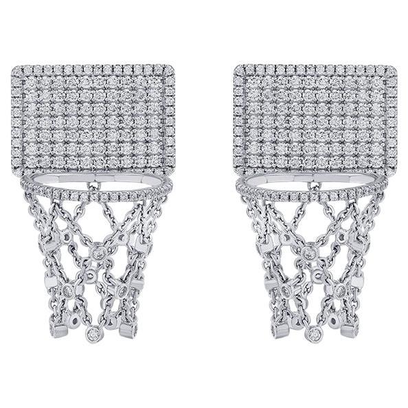 Basketball Hoop Full Diamond Backboard Earrings
