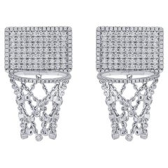 Basketball Hoop Full Diamond Backboard Earrings