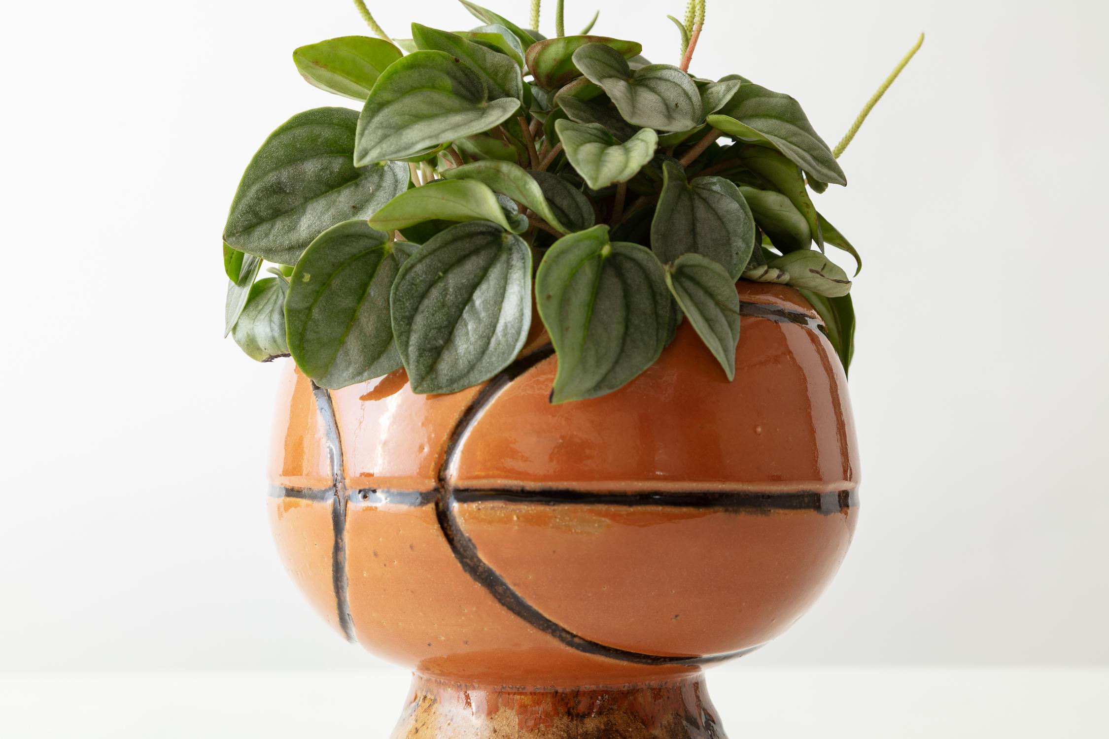 Modern Basketball Love Handmade Stoneware Planter Unique Edition