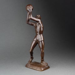 "Giocatore di basket": scultura in bronzo patinato, 1930/50 circa