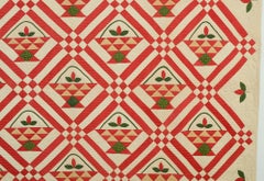 Baskets Quilt with Appliqued Flowers