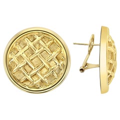 Boucles d'oreilles oméga en or jaune 14k à clip en forme de panier
