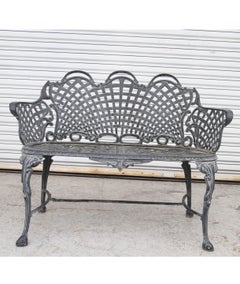 Basketweave Cast Aluminum Triple Arch Settee