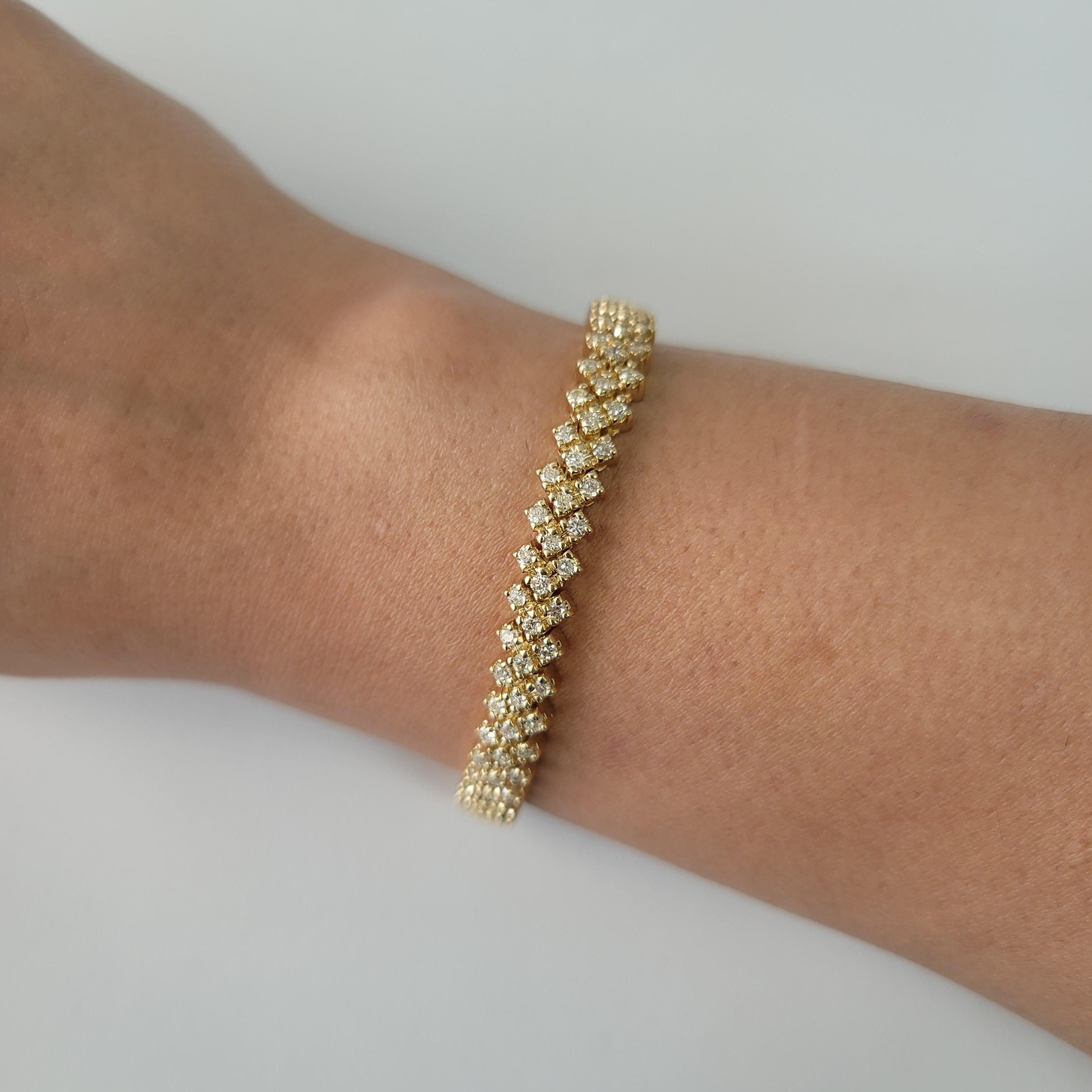 Korbgeflecht-Diamant-Tennisarmband 4,25cttw 14k Gelbgold im Zustand „Neu“ im Angebot in Sugar Land, TX