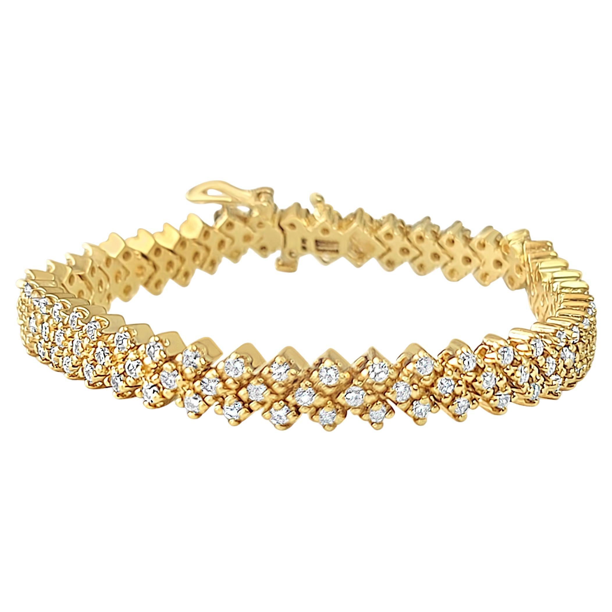 Bracciale Tennis con diamanti Basketweave 4,25cttw in oro giallo 14k
