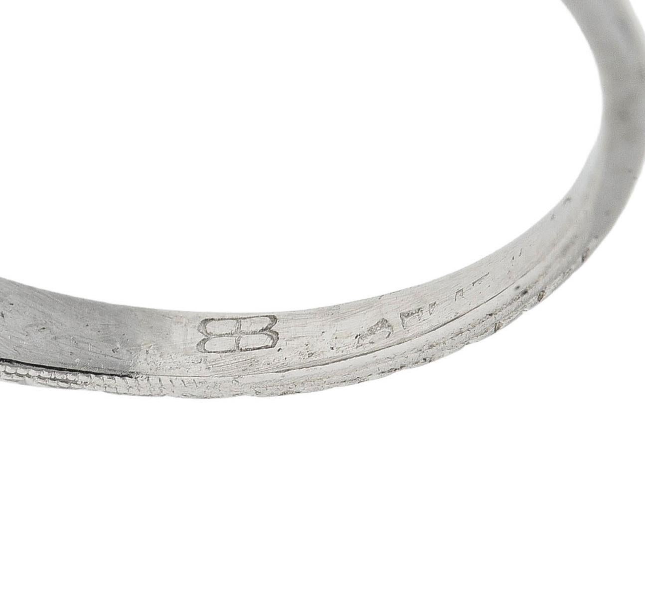 Baskin Bros. Art Deco 0.70 CTW Diamond Platinum Vintage Wheat Engagement Ring For Sale 3