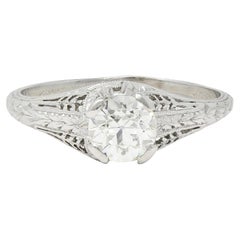 Baskin Bros. Art Deco 0.70 CTW Diamond Platinum Vintage Wheat Engagement Ring