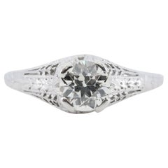 Baskin Bros. Bague de fiançailles Art déco en platine avec diamant de 0,75 carat