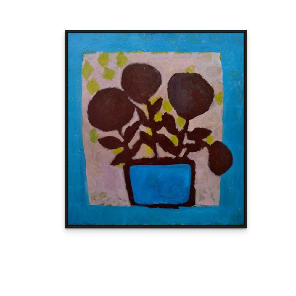 #18 Blue Potted Plant Painting Print Edition on Canvas For Sale 1