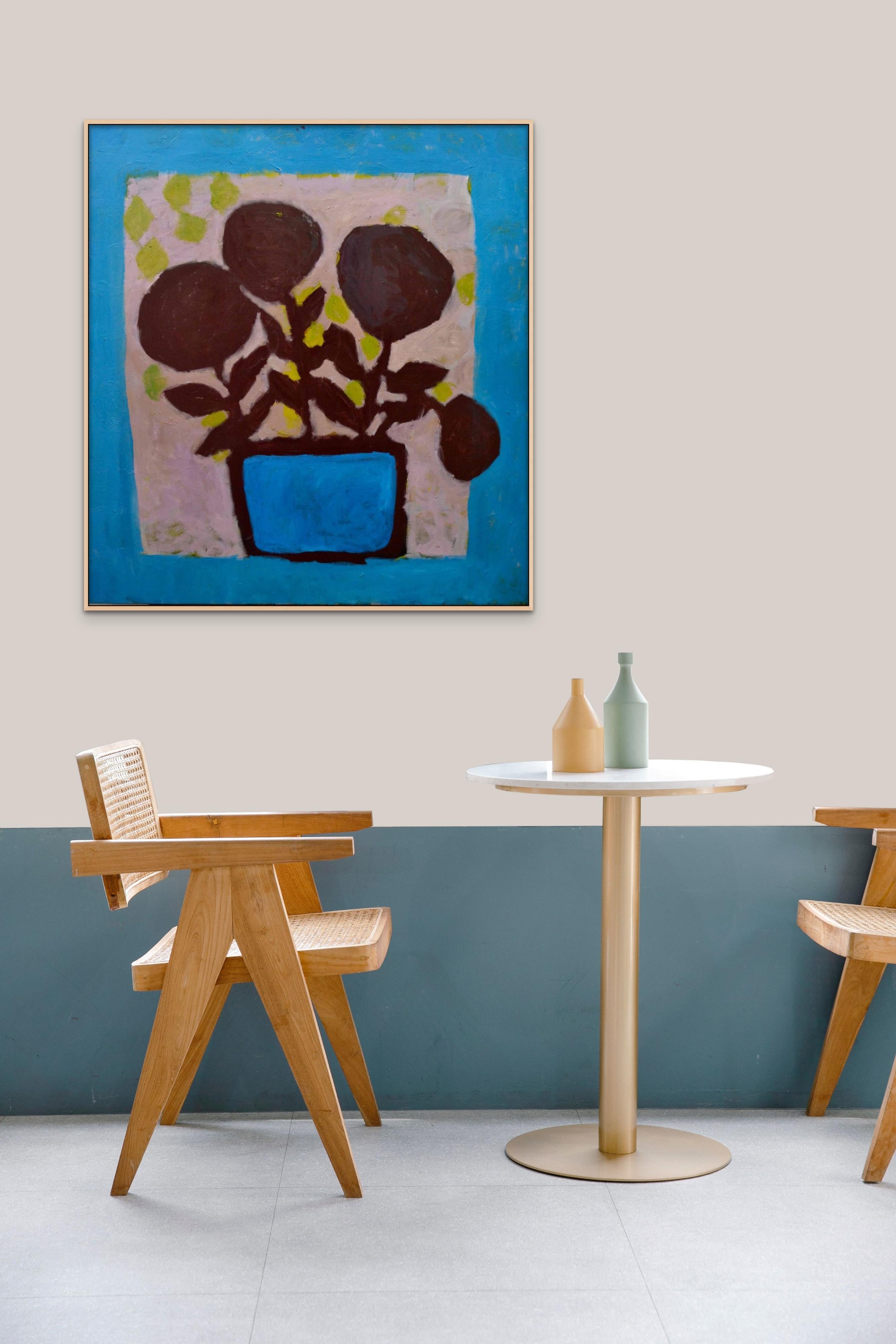#18 Blue Potted Plant Painting Print Edition on Canvas For Sale 2
