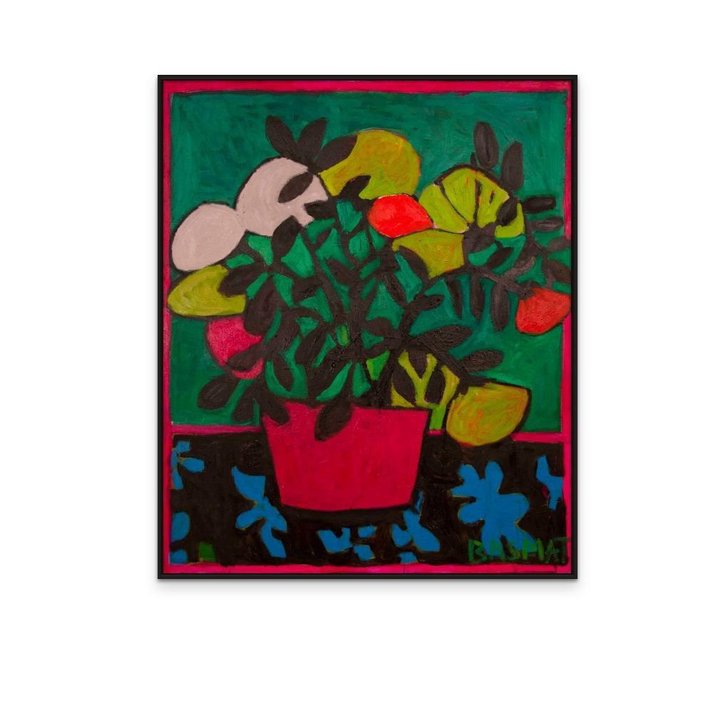 Colourful floral painting print on canvas, Michael Flowers - Print by Basmat Levin