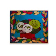 Colourful Flowers in Gold Frame Print on Canvas