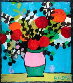 Roter Blumenstrauß-Gemäldedruck auf Leinwand