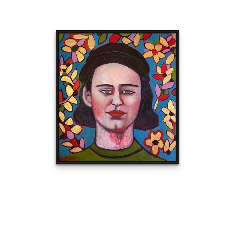 Basmat Levin - Sabrina with Floral Background Painting Print On Canvas ...