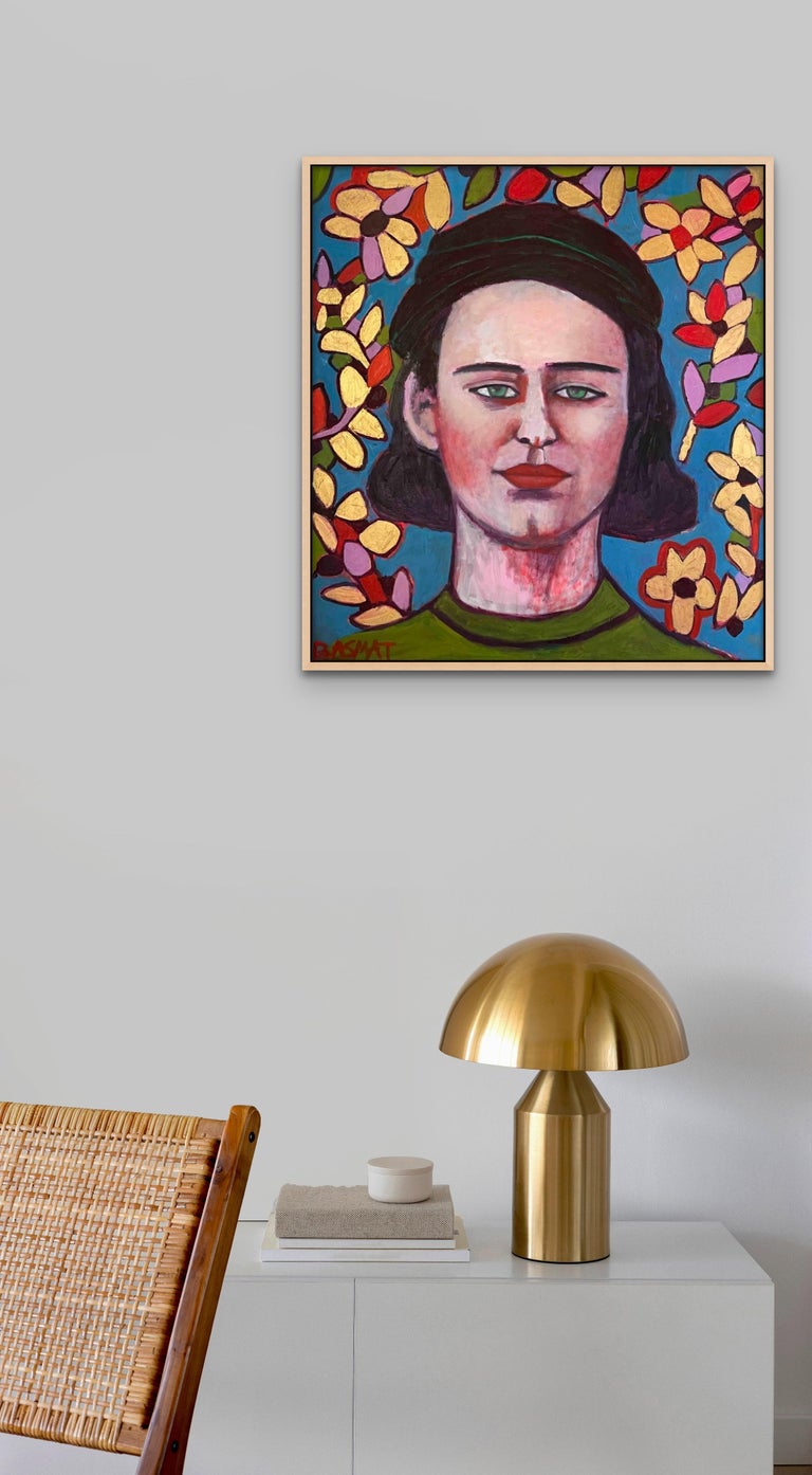 Basmat Levin - Sabrina with Floral Background Painting Print On Canvas ...