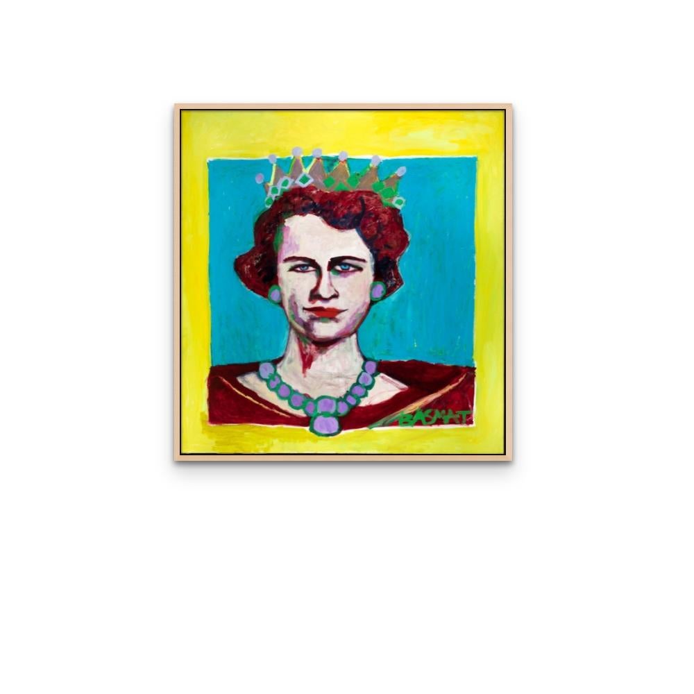 Salva Mendez Queen Painting Print with Yellow Border On Canvas For Sale 1