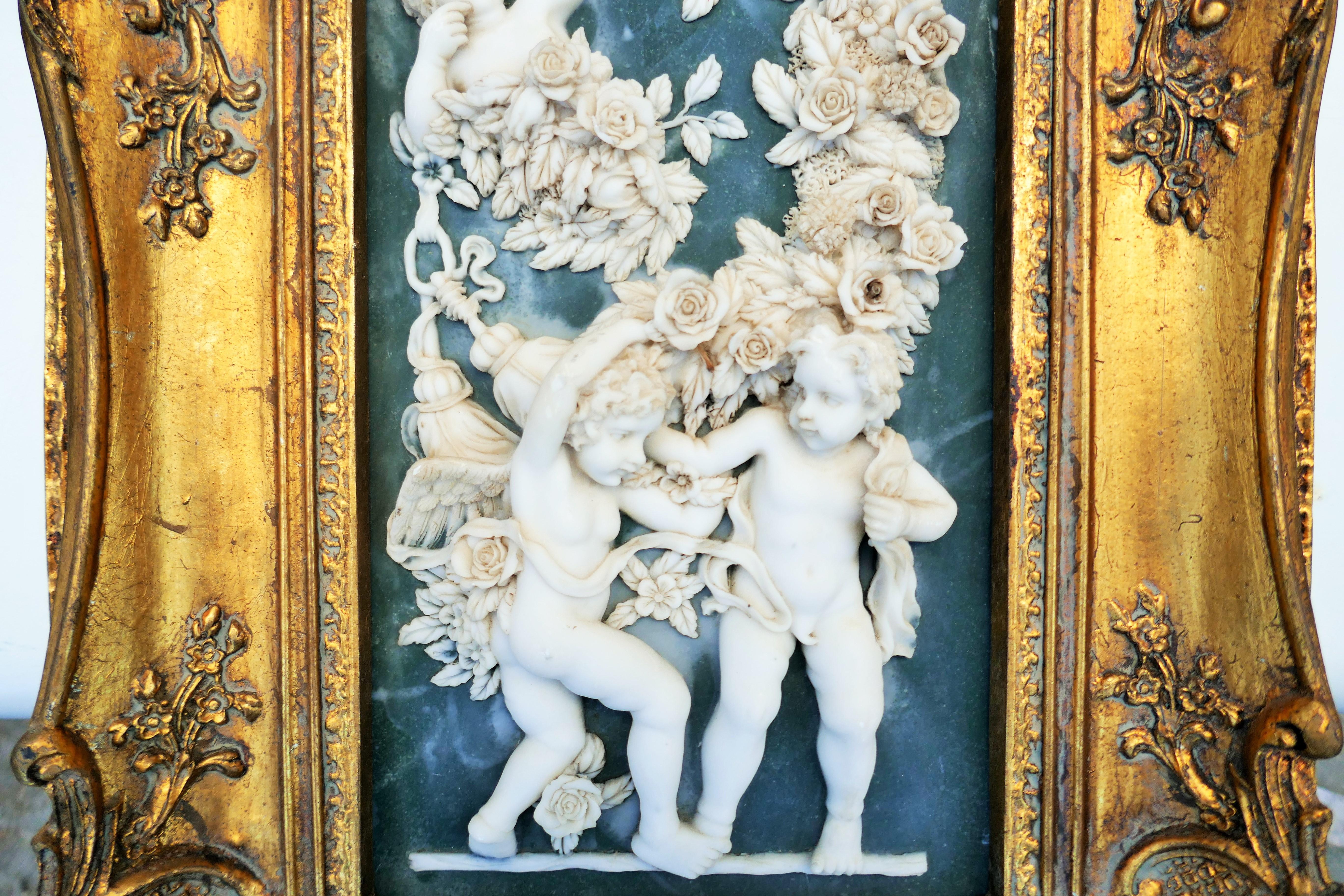 Marble powder bas-relief on wooden frame For Sale 7