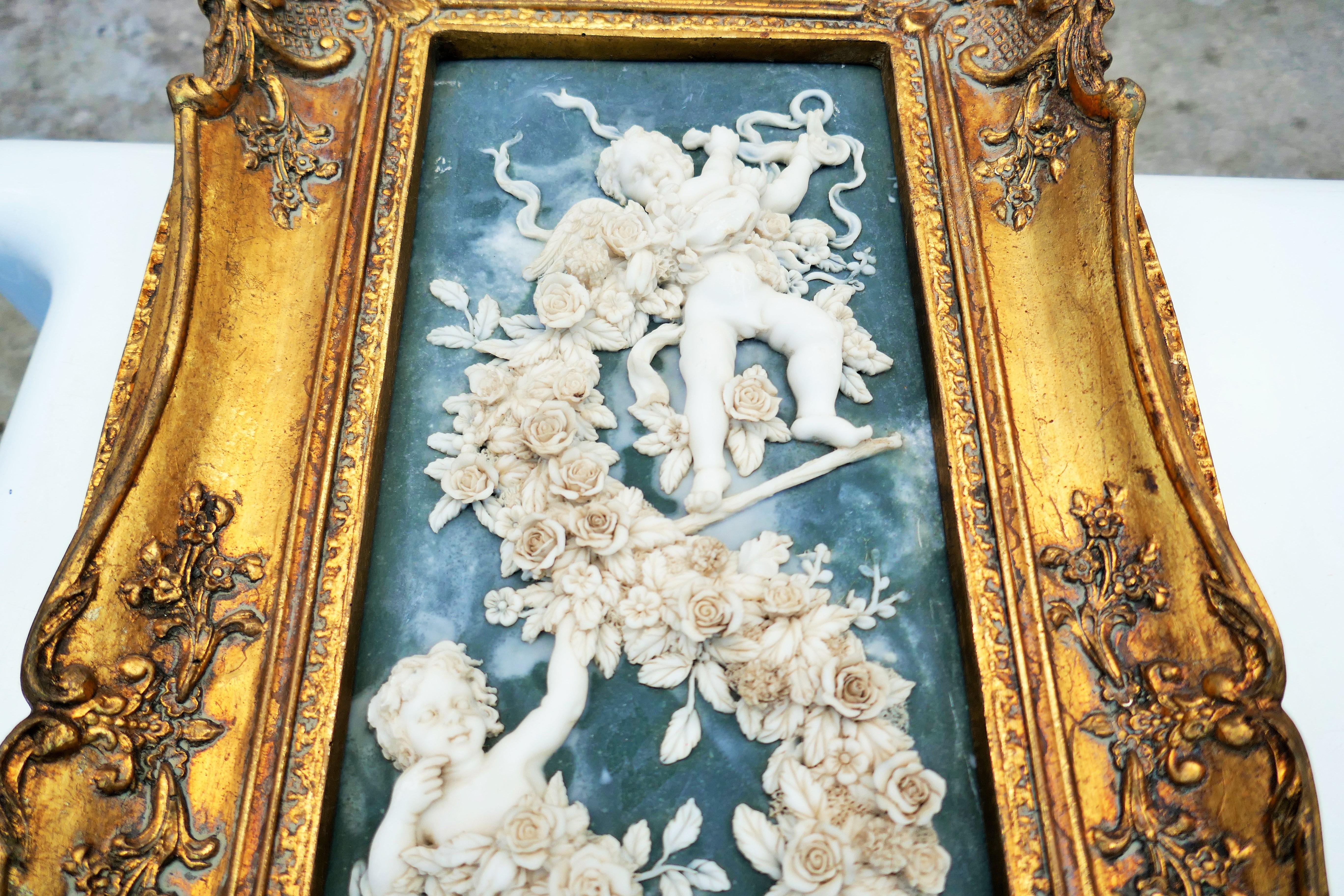 Marble powder bas-relief on wooden frame For Sale 13