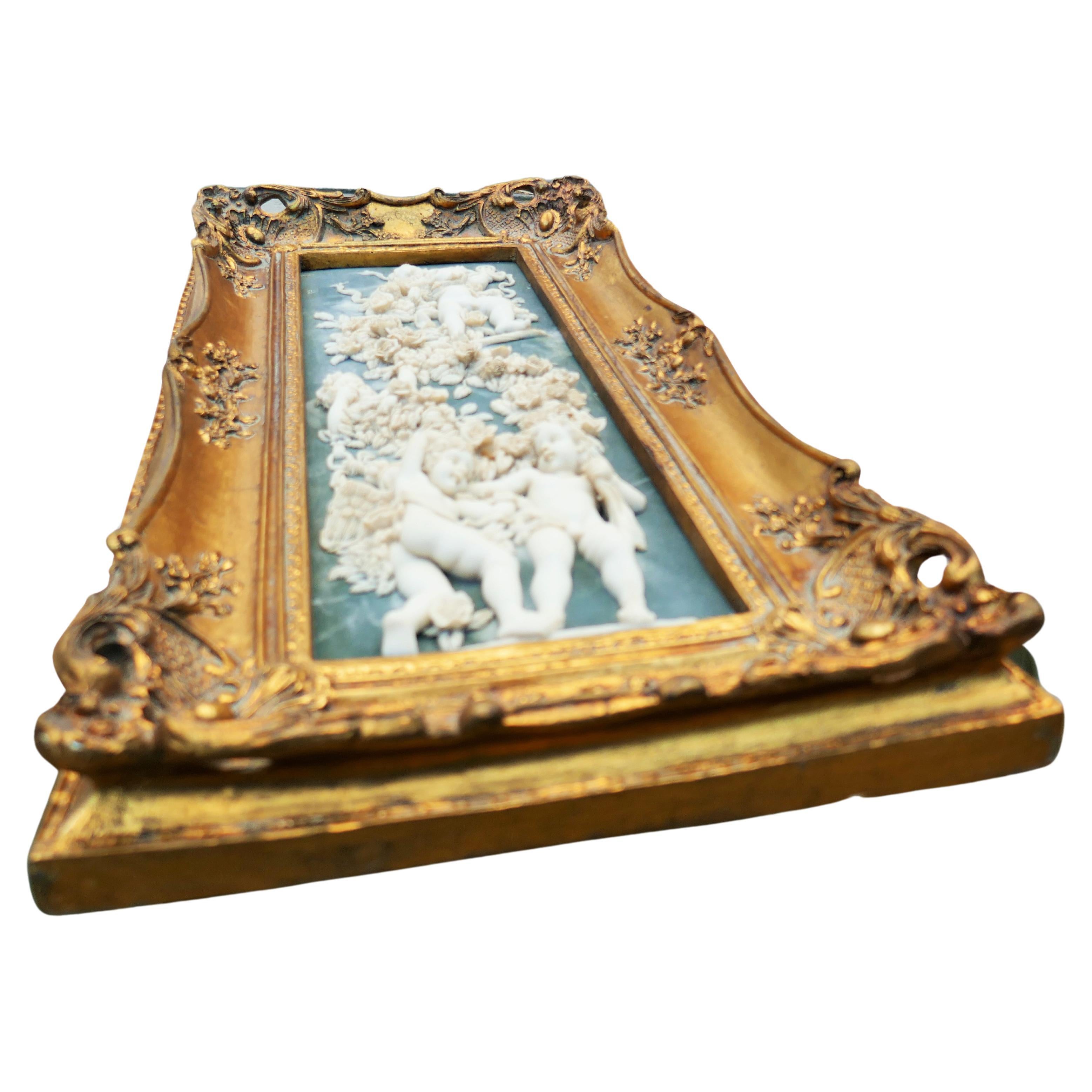 Marble powder bas-relief on wooden frame For Sale 2