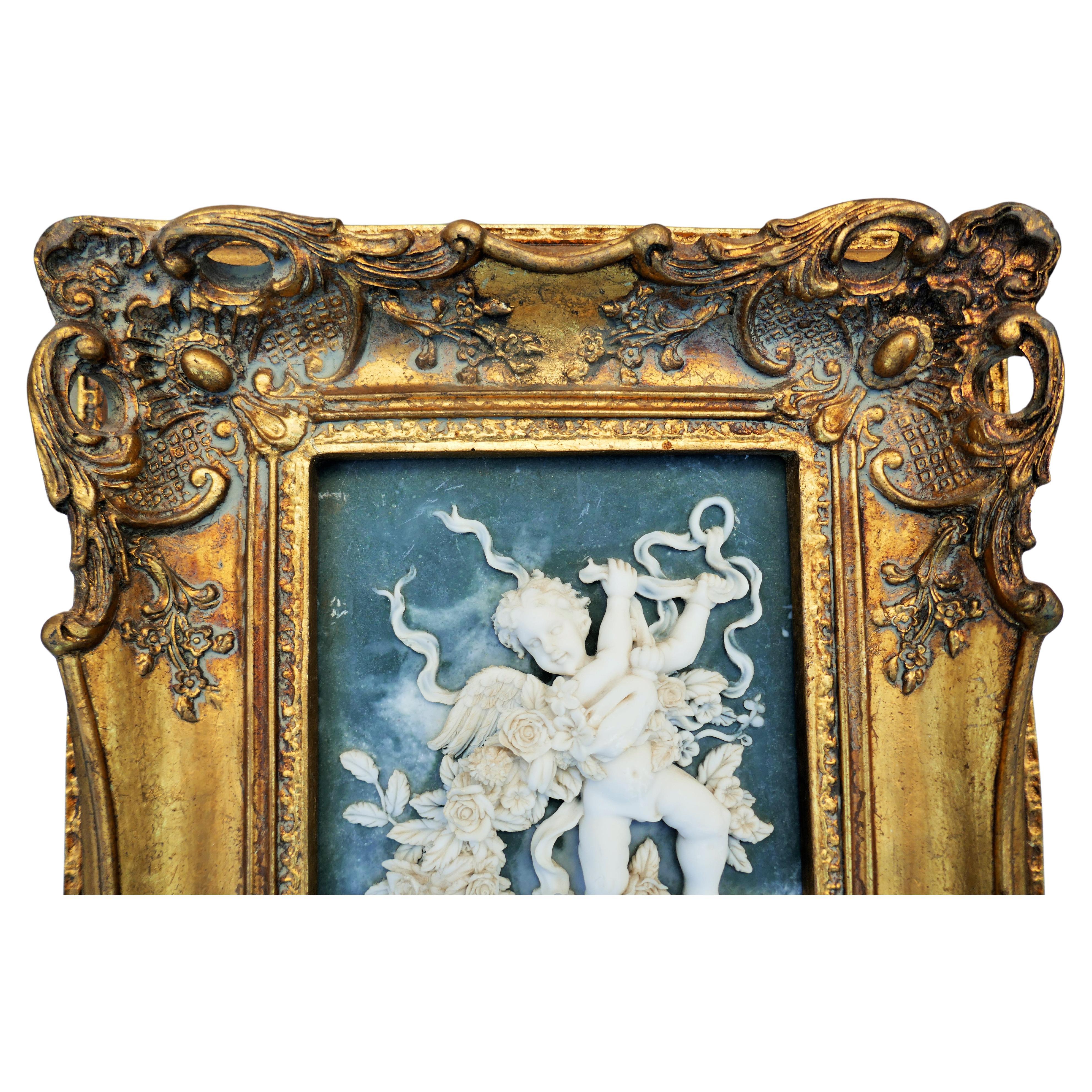 Marble powder bas-relief on wooden frame For Sale 3