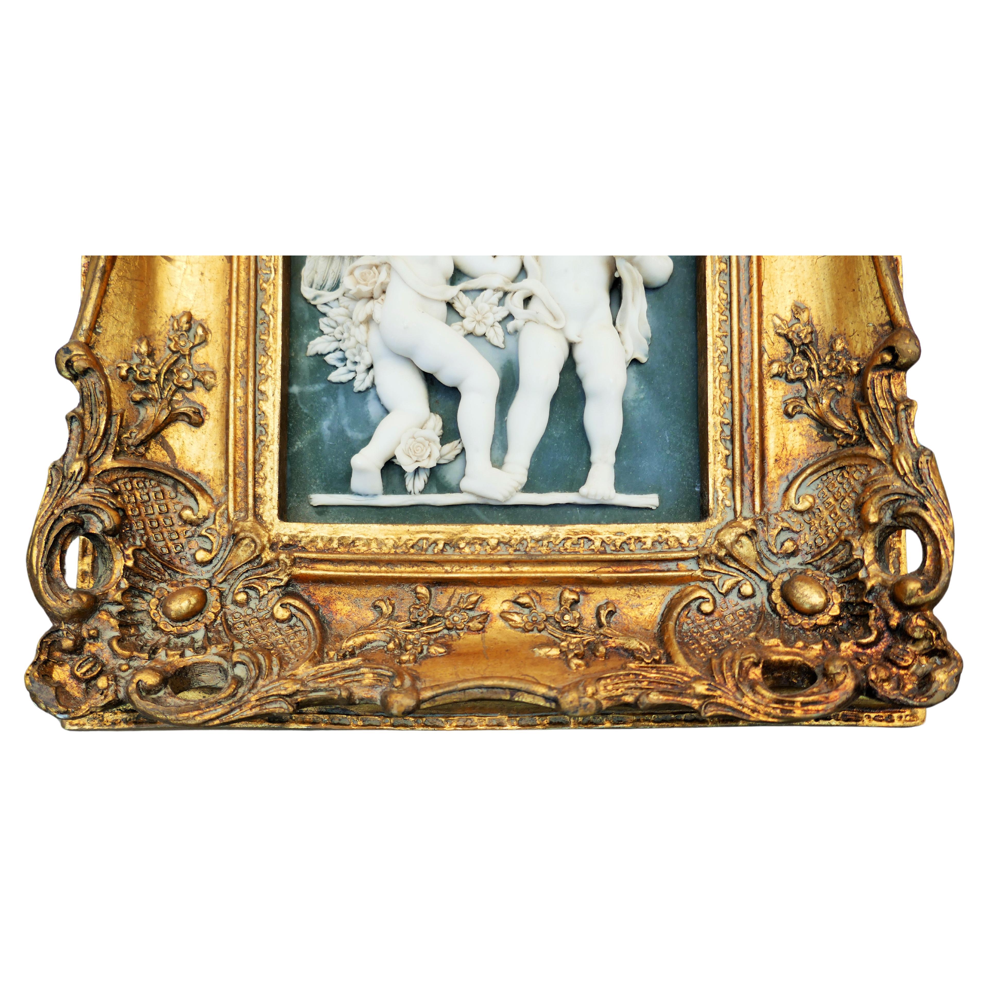 Marble powder bas-relief on wooden frame For Sale 4